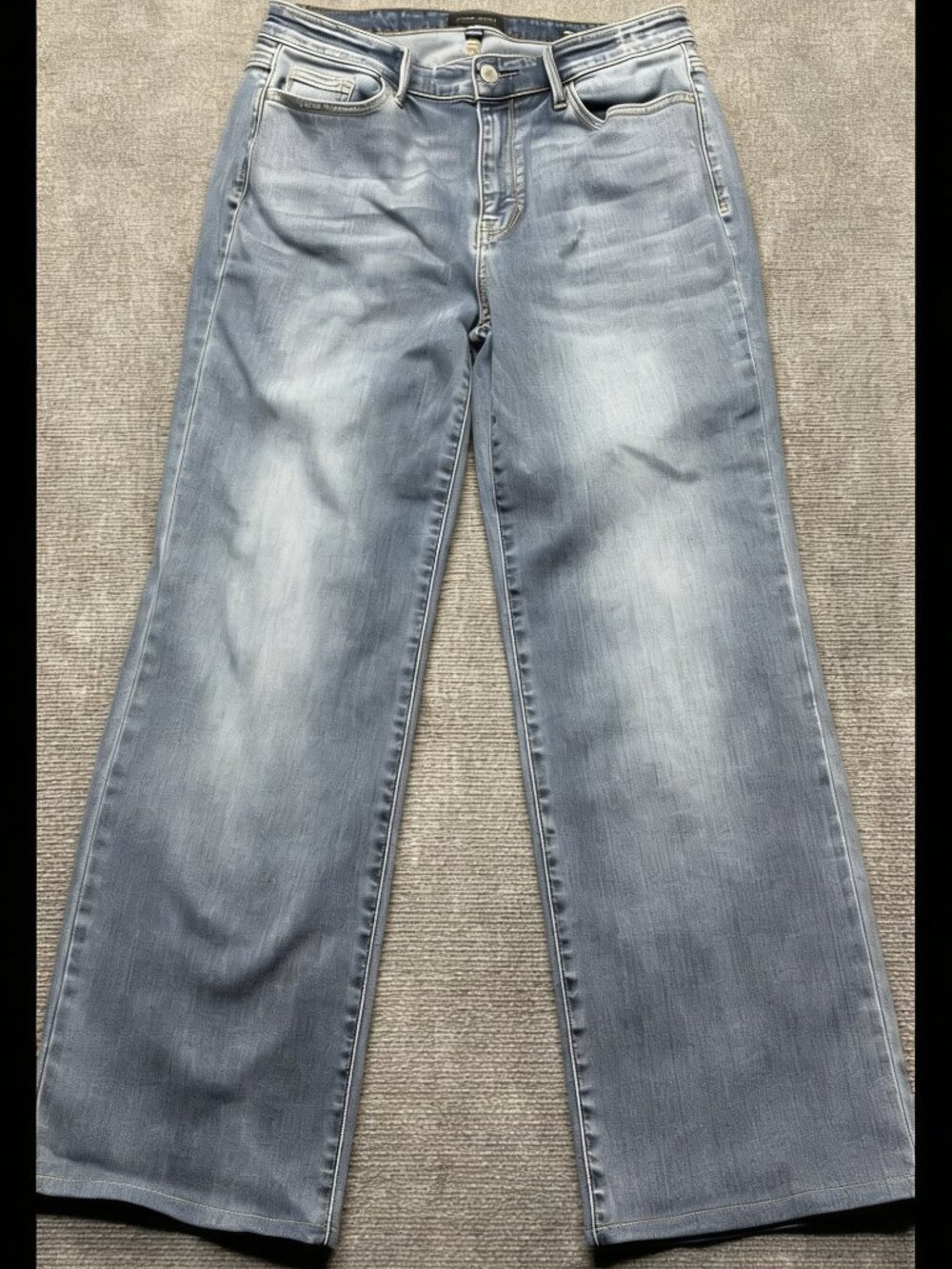 Judy Blue Jeans Womens 15/32 Blue Wide Leg Mid Rise Baggy Hemmed (32x28)